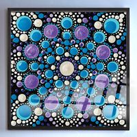 Full Frame Duvar Sanatları - VitrayMandala - Mavi Mor (FF-DSC045)