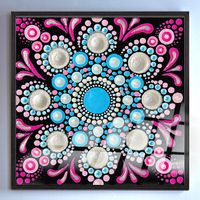 Full Frame Duvar Sanatları - VitrayMandala - Pembe Mavi İncili (FF-DSC048)