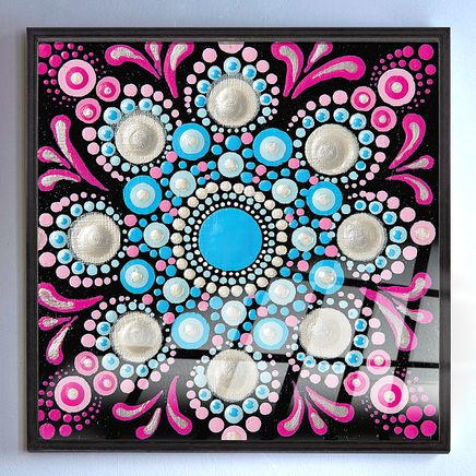 Full Frame Duvar Sanatları - VitrayMandala - Pembe Mavi İncili (FF-DSC048)