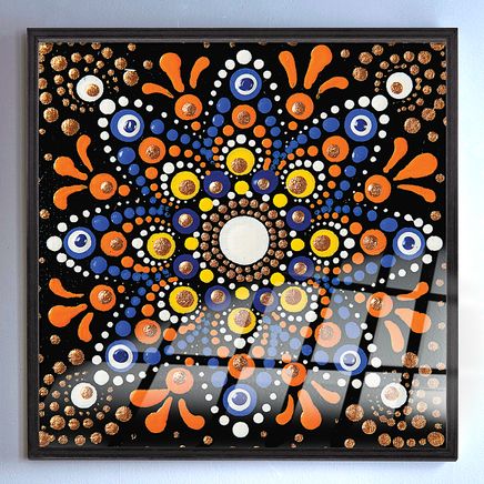 Full Frame Duvar Sanatları - VitrayMandala - Turuncu Mavi Antılı (FF-DSC049)