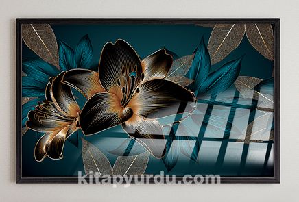 Full Frame Duvar Sanatları - VitrayObje Küçük DD - Altın Zambak Çiçekleri (FF-DSC126)