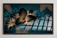 Full Frame Duvar Sanatları - VitrayObje Küçük DD - Altın Zambak Çiçekleri (FF-DSC126)