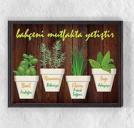 Full Frame Duvar Sanatları - Bahçeni Mutfakta Yetiştir 1 (FF-DS095)