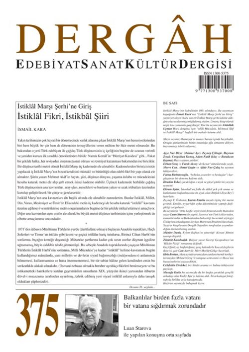 Dergah Edebiyat Sanat Kültür Dergisi Sayı:375 Mayıs 2021