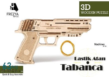Lastik Atan Tabanca Ahşap 3D Puzzle