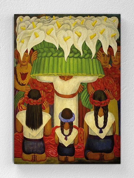 Full Frame pratiCanvas Tablo - Diego Rivera - Flower Festival Feast of Santa Anita 50x65 (FF-PCŞ213)