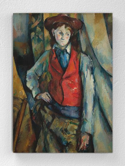 Full Frame pratiCanvas Tablo - Paul Cézanne - Le Garçon au gilet rouge, par (FF-PCŞ301)