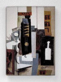 Full Frame pratiCanvas Tablo - Pablo Picasso - Glass, Guitar, and Bottle (FF-PCŞ291)