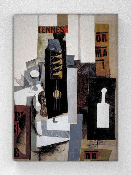Full Frame pratiCanvas Tablo - Pablo Picasso - Glass, Guitar, and Bottle (FF-PCŞ291)