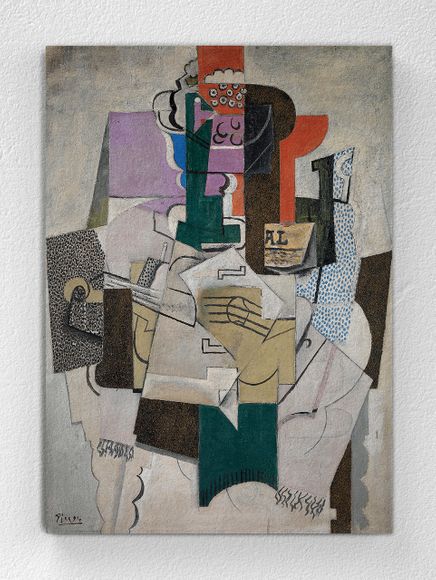 Full Frame pratiCanvas Tablo - Pablo Picasso - Fruit Dish, Bottle and Violin (FF-PCŞ289)