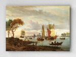 Full Frame pratiCanvas Tablo - Abraham Storck - A River View (FF-PCŞ170)
