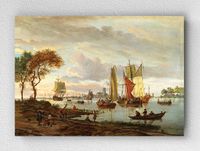 Full Frame pratiCanvas Tablo - Abraham Storck - A River View (FF-PCŞ170)