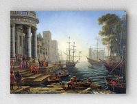 Full Frame pratiCanvas Tablo - Claude Lorrain - Seaport with the Embarkation of Saint Ursula (FF-PCŞ198)