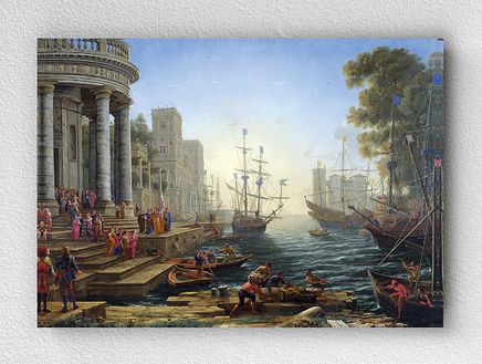 Full Frame pratiCanvas Tablo - Claude Lorrain - Seaport with the Embarkation of Saint Ursula (FF-PCŞ198)