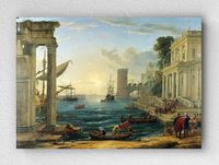 Full Frame pratiCanvas Tablo - Claude Lorrain - Seaport With The Embarkation Of The Queen Of Sheba (FF-PCŞ199)