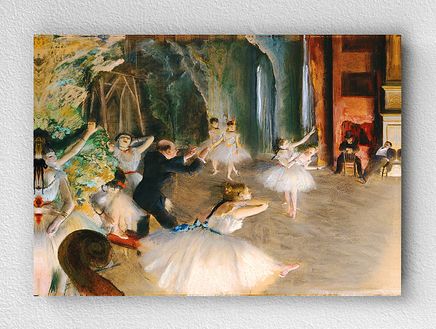 Full Frame pratiCanvas Tablo - Edgar Degas - The Rehearsal of the Ballet Onstage (FF-PCŞ216)