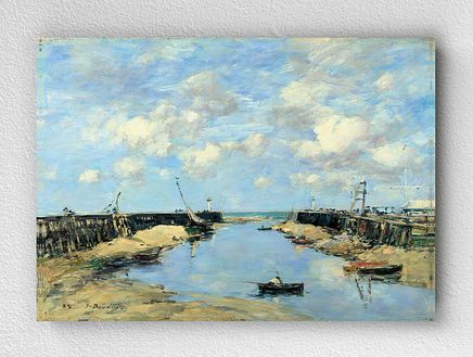 Full Frame pratiCanvas Tablo - Eugène Boudin - The Entrance to Trouville Harbour (FF-PCŞ224)