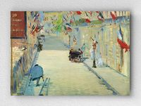 Full Frame pratiCanvas Tablo - Edouard Manet - The Rue Mosnier with Flags 1878 (FF-PCŞ221)