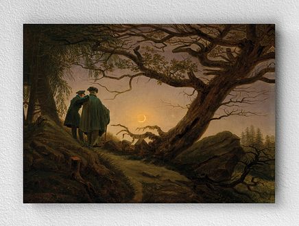 Full Frame pratiCanvas Tablo - Caspar David Friedrich - Two Men Contemplating the Moon (FF-PCŞ192)