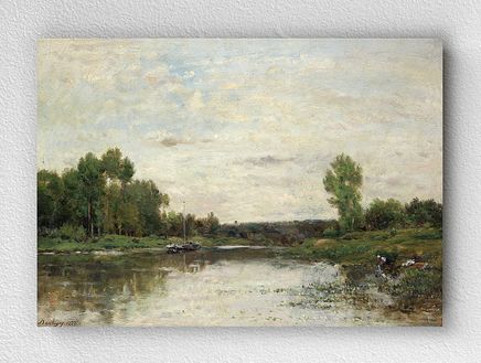 Full Frame pratiCanvas Tablo - Charles-François Daubigny - View on the Oise (FF-PCŞ195)