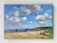 Full Frame pratiCanvas Tablo - Eugène Boudin - The Beach at Tourgéville-les-Sablons (FF-PCŞ223)