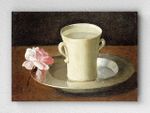 Full Frame pratiCanvas Tablo - Francisco de Zurbarán - A Cup of Water and a Rose (FF-PCŞ231)