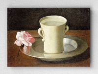 Full Frame pratiCanvas Tablo - Francisco de Zurbarán - A Cup of Water and a Rose (FF-PCŞ231)