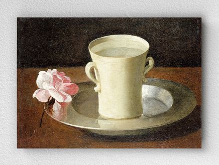 Full Frame pratiCanvas Tablo - Francisco de Zurbarán - A Cup of Water and a Rose (FF-PCŞ231)