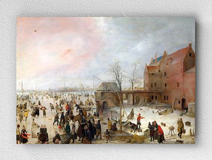 Full Frame pratiCanvas Tablo - Hendrick Avercamp - A Scene on the Ice near a Town (FF-PCŞ244)