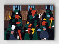 Full Frame pratiCanvas Tablo - Jacob Lawrence The Railroad Stations Were At Times So Over-packed With People Leaving That Special Guards Had To Be Called İn To Keep Order (FF-PCŞ259)