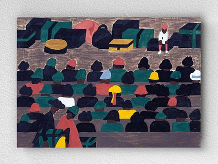 Full Frame pratiCanvas Tablo - Jacob Lawrence The Railroad Stations İn The South Were Crowded With People Leaving For The North (FF-PCŞ258)