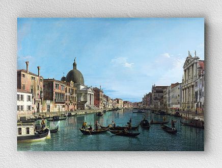 Full Frame pratiCanvas Tablo - Studio of Canaletto - Venice The Grand Canal with S  Simeone Piccolo (FF-PCŞ322)