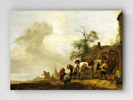 Full Frame pratiCanvas Tablo - Philips Wouwermans - A Horse being Shod outside a Village Smithy(FF-PCŞ308)