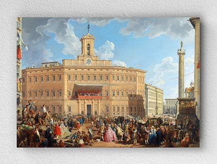 Full Frame pratiCanvas Tablo - Giovanni Paolo Panini - The Lottery in Piazza di Montecitorio (FF-PCŞ241)