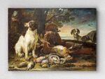 Full Frame pratiCanvas Tablo - David de Coninck - Dead Birds and Game with Gun Dogs and a Little Owl (FF-PCŞ209)