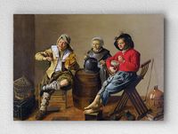 Full Frame pratiCanvas Tablo - Jan Molenaer - Two Boys and a Girl making Music (FF-PCŞ264)