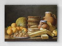 Full Frame pratiCanvas Tablo - Luis Meléndez - Still Life with Oranges and Walnuts (FF-PCŞ276)