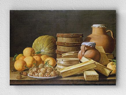 Full Frame pratiCanvas Tablo - Luis Meléndez - Still Life with Oranges and Walnuts (FF-PCŞ276)