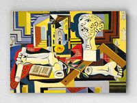 Full Frame pratiCanvas Tablo - Pablo Picasso - Alçı Baş ile Atölye - Studio with Plaster Head (FF-PCŞ292)