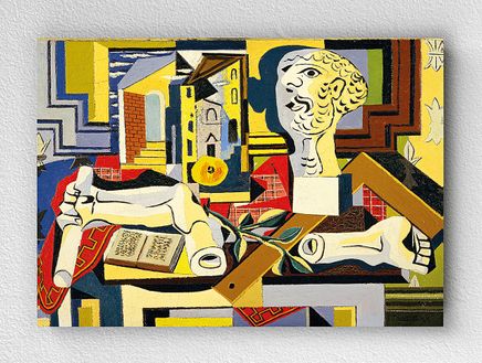 Full Frame pratiCanvas Tablo - Pablo Picasso - Alçı Baş ile Atölye - Studio with Plaster Head (FF-PCŞ292)