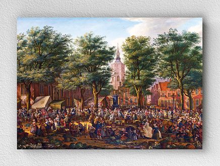 Full Frame pratiCanvas Tablo - Paulus Constantijn La Fargue - The Grote Markt at The Hague (FF-PCŞ300)