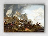 Full Frame pratiCanvas Tablo - Philips Wouwermans - Cavalry making a Sortie from a Fort on a Hill (FF-PCŞ309)