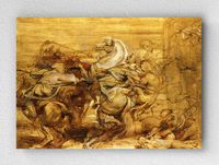 Full Frame pratiCanvas Tablo - Peter Paul Rubens - A Lion Hunt (FF-PCŞ306)