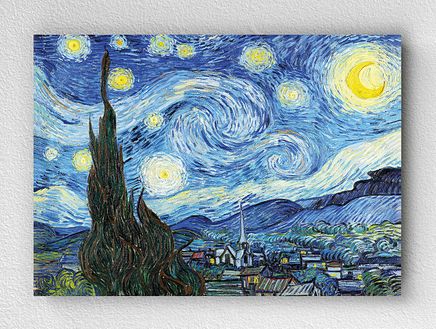 Full Frame pratiCanvas Tablo - Vincent van Gogh - Starry Night, 1889	(FF-PCŞ330)