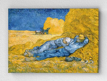 Full Frame pratiCanvas Tablo - Vincent van Gogh - Resting after Work (after Millet), 1889 (FF-PCŞ329)