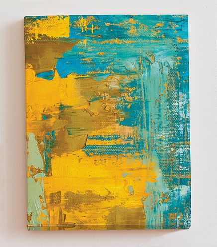 Full Frame Duvar Sanatları - CanvasWall DD - Tuvale Yağlı Boya Turkuaz Sarı (FF-W132)