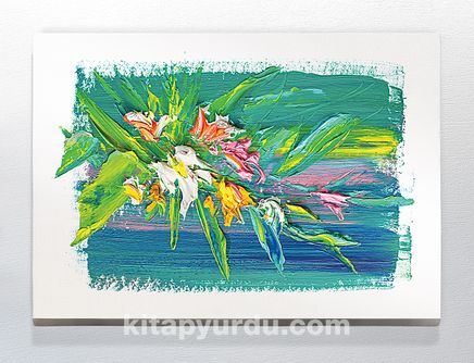 Full Frame Duvar Sanatları - CanvasWall DD - Yağlı Boya Çiçek Buketi Yeşil (FF-W134)