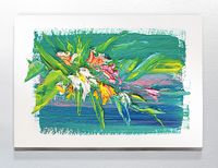 Full Frame Duvar Sanatları - CanvasWall DD - Yağlı Boya Çiçek Buketi Yeşil (FF-W134)