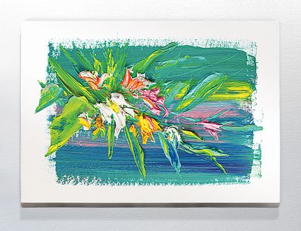 Full Frame Duvar Sanatları - CanvasWall DD - Yağlı Boya Çiçek Buketi Yeşil (FF-W134)