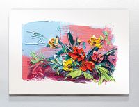 Full Frame Duvar Sanatları - CanvasWall DD - Yağlı Boya Çiçek Buketi Kırmızı (FF-W135)